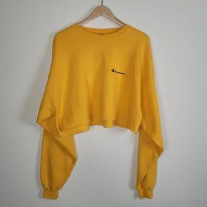 Champion Sweatshirt Women's X-Large Yellow Gold Cotton Cropped Crewneck